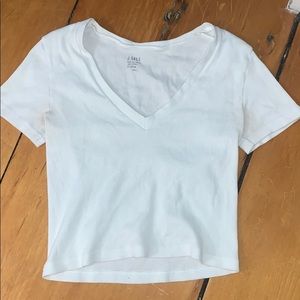 John Galt White Cropped V Neck